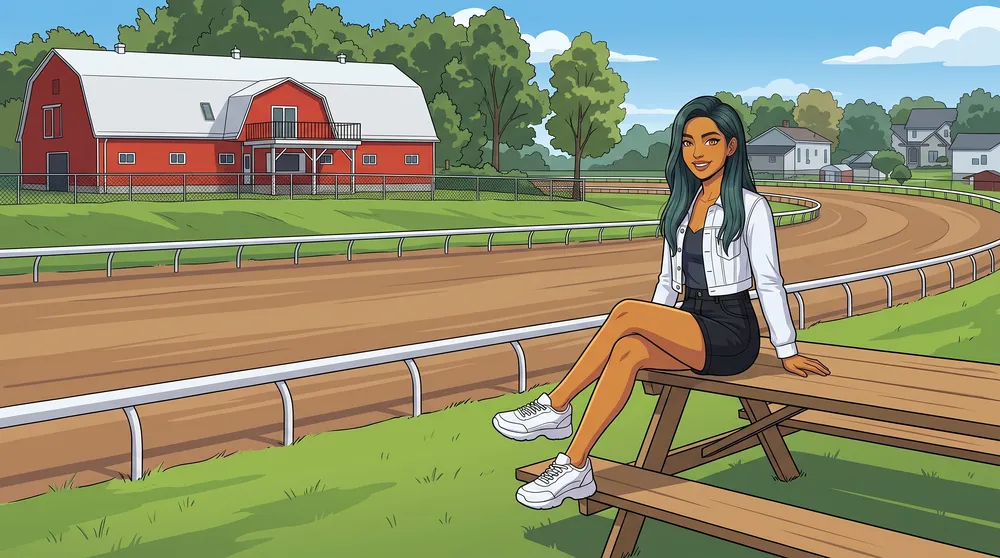 Woman by the rail at Clinton Raceway on race morning